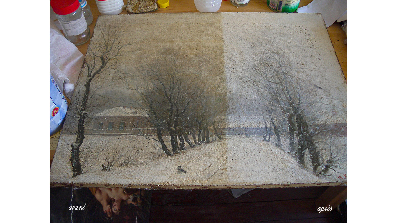 Restauration tableau neige